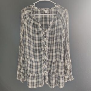 J. Jill Plaid Button-Down Women's Top